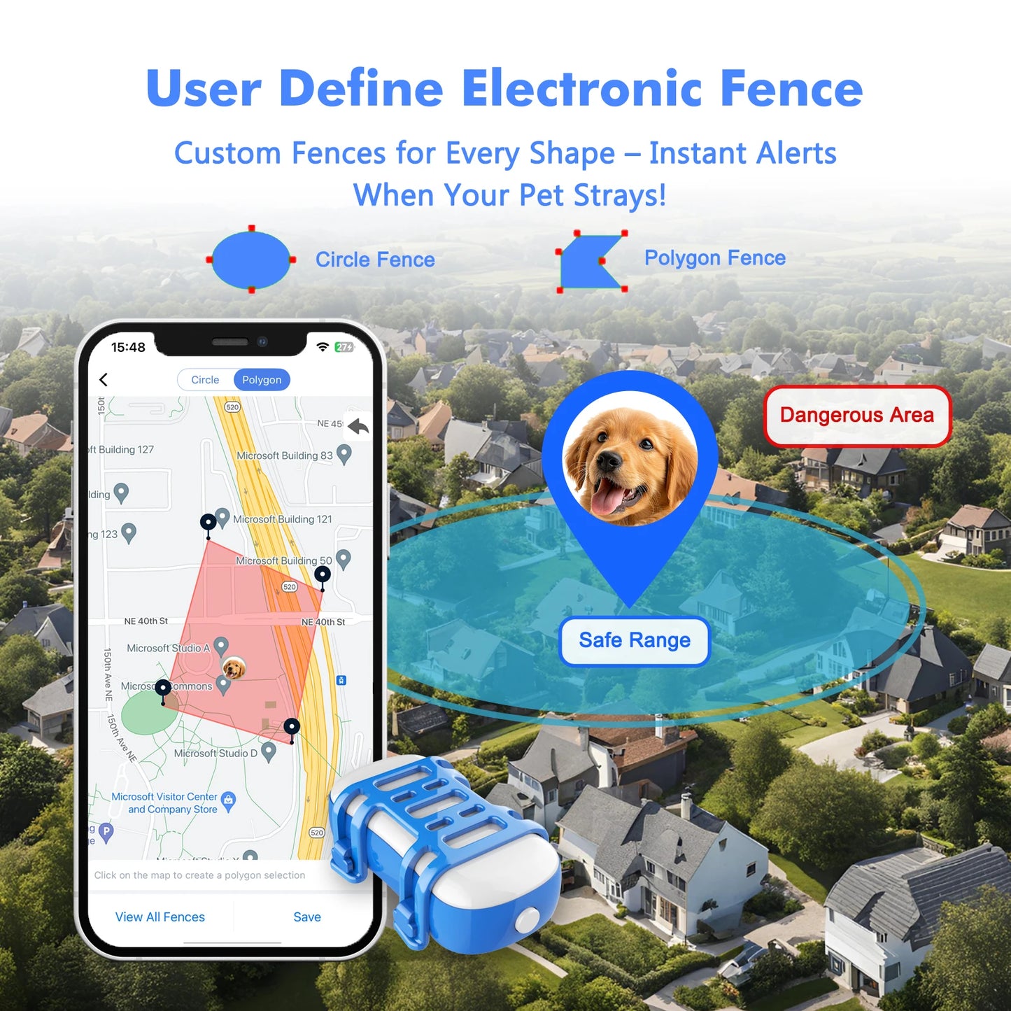 WANWAYTECH GPS Pet Tracker Dogs and Cats with IoT Connectivity