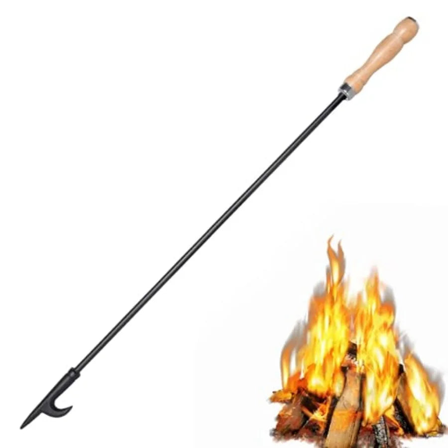 Heavy Duty Camp Fire Stick With Wooden Handle For Camping
