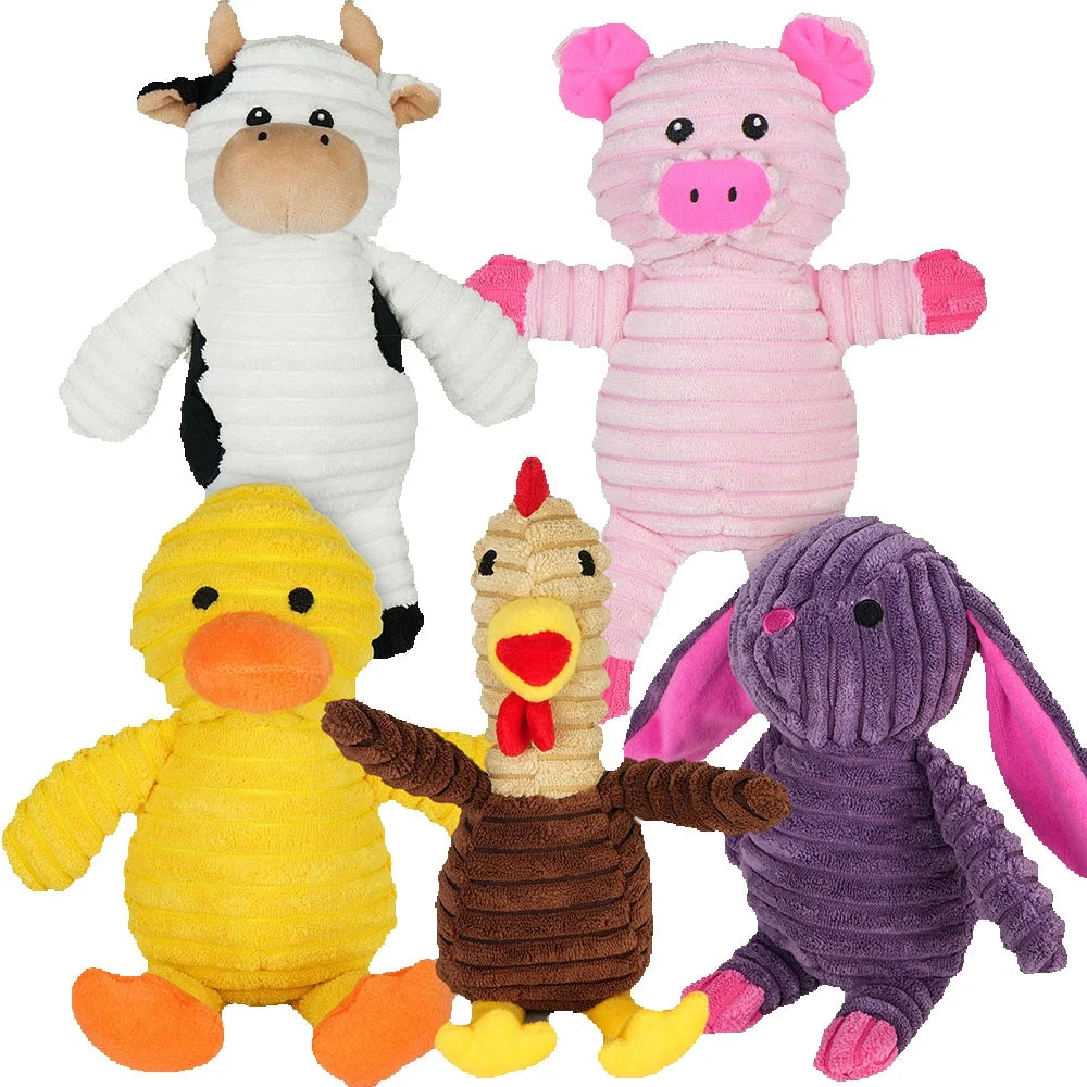 5 Pack Plush Squeaky Dog Toys Chew Bundle Value Collection