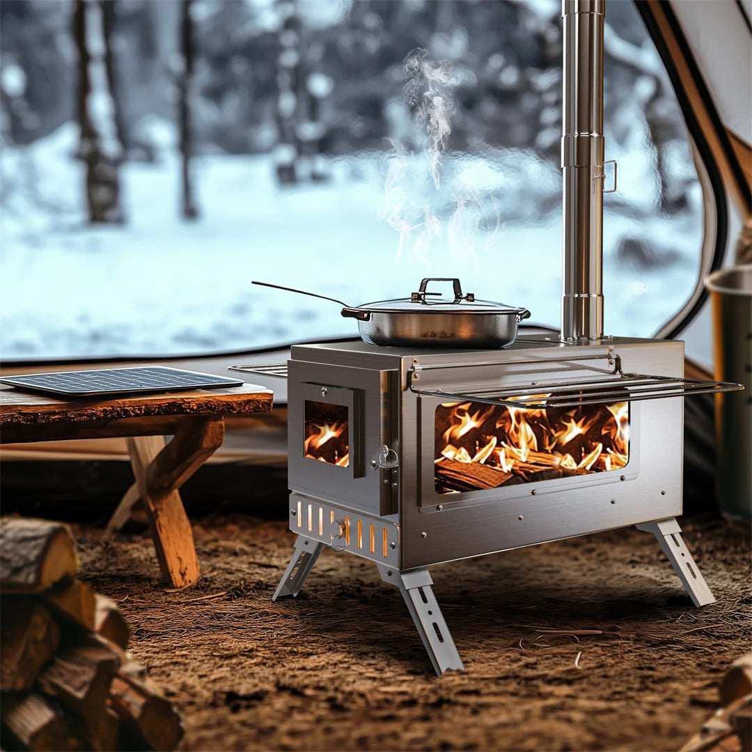 Hot Tent Wood Burning Stove Portable With Stainless Chimney Pipes