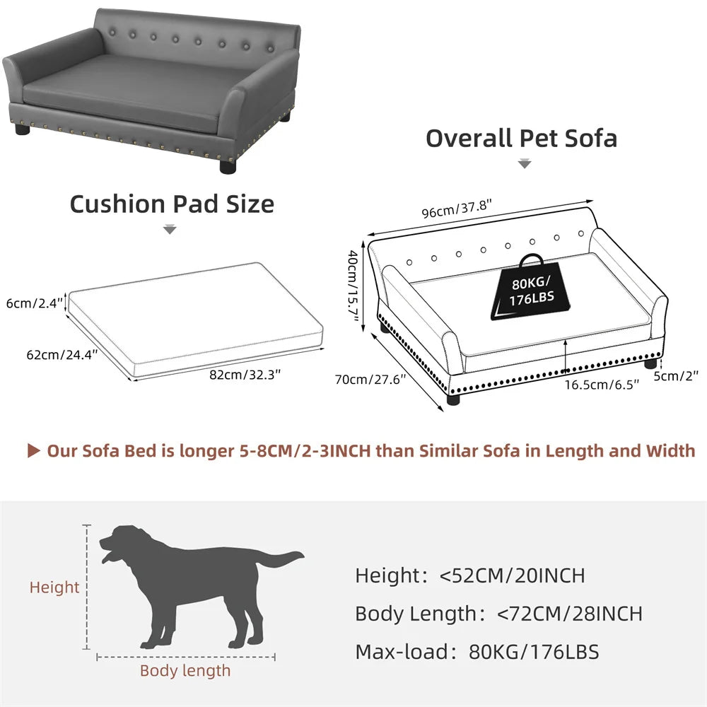 Borwart Luxury Heavy Duty Pet Sofa Bed With Removable Cover