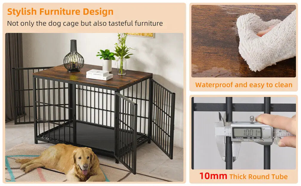 BINGOPAW Heavy Duty Dog Kennel End Table Cage With Doors