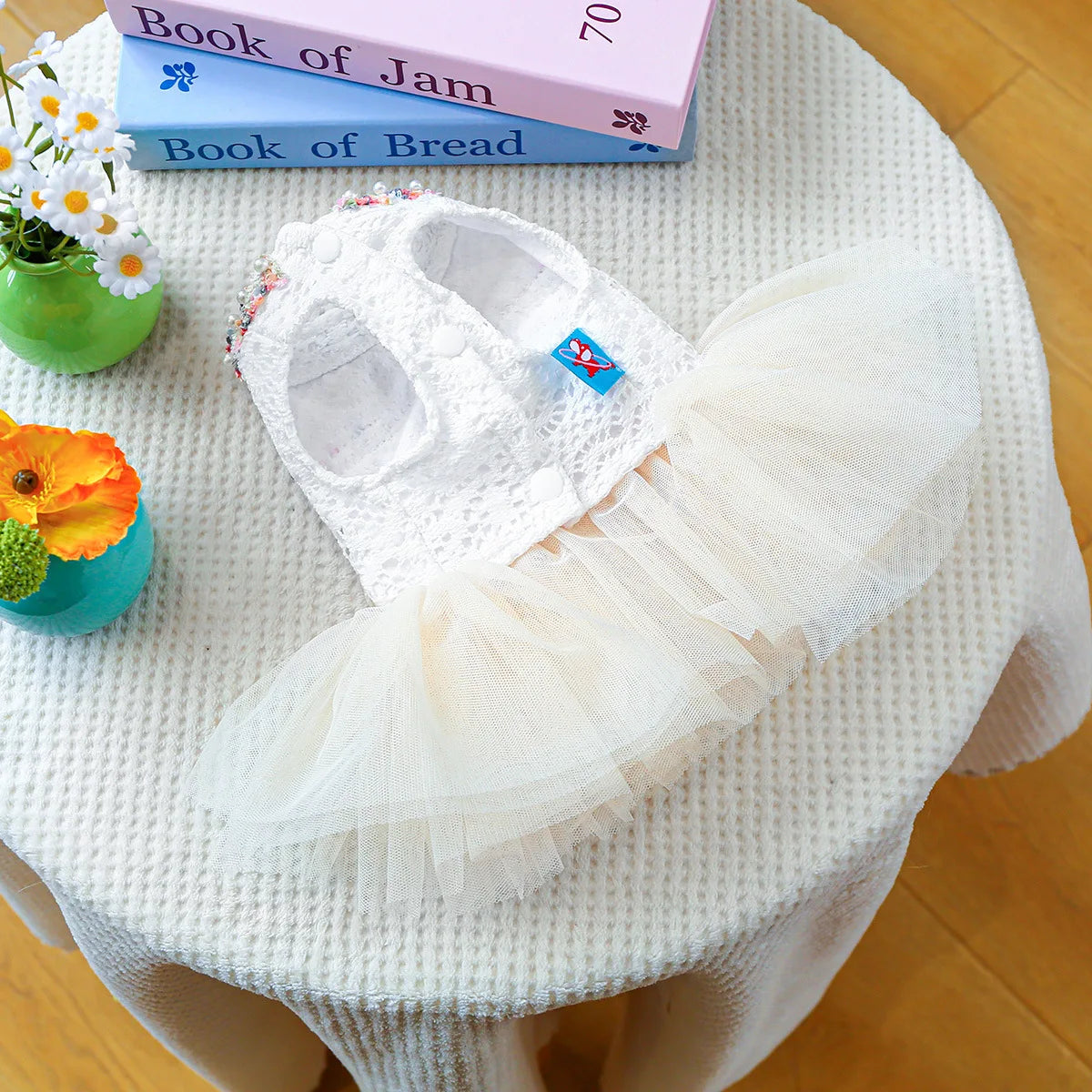 Dog Tutu Dress With 3D Flower Knot Bow For Celebration