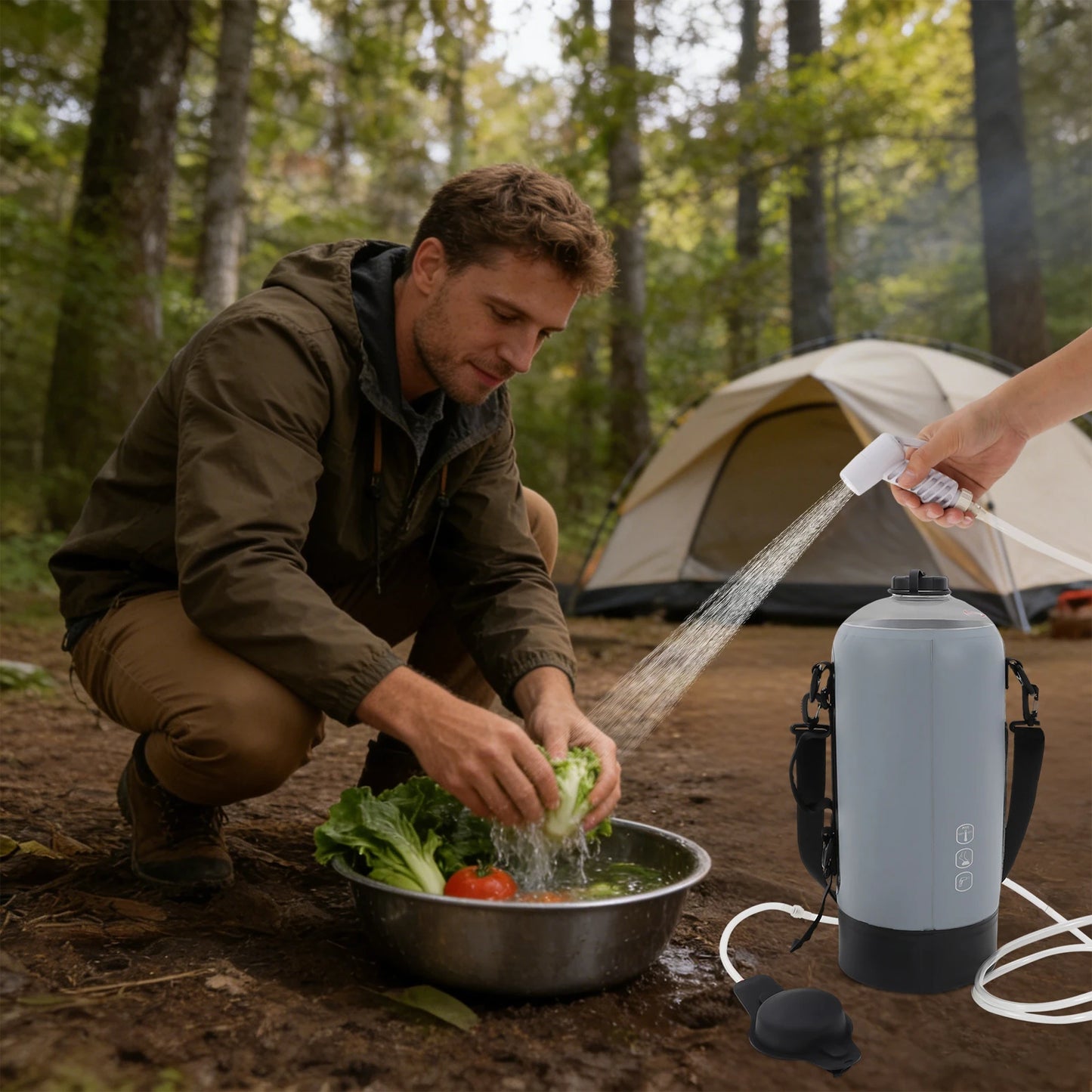 Bymaocar Portable Camp Shower With Air Pump