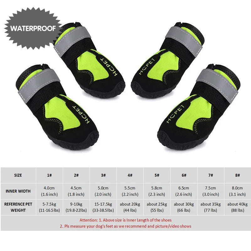 HCPET Waterproof Outdoor Dog Boots Set Durable Breathable