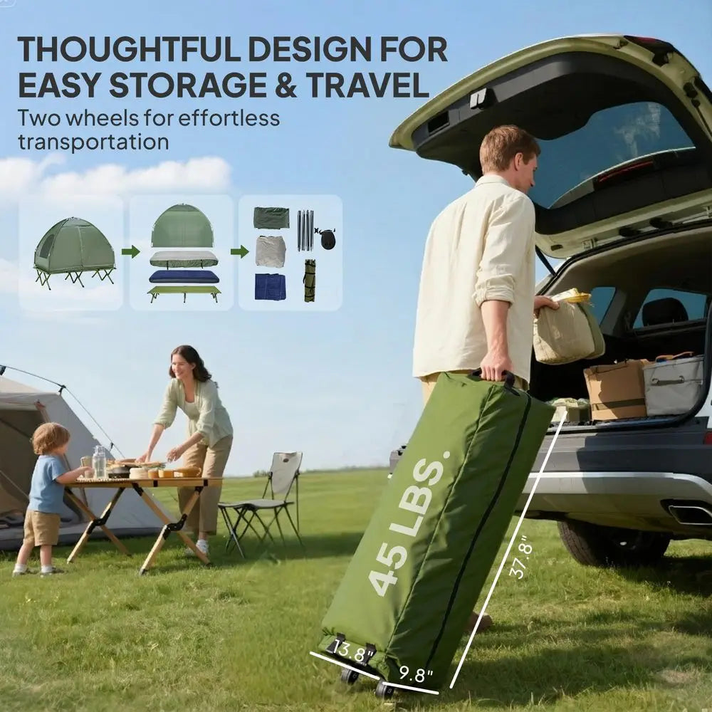 MBVM 4in1 Elevated Camping Tent Bed Combo With Air Mattress