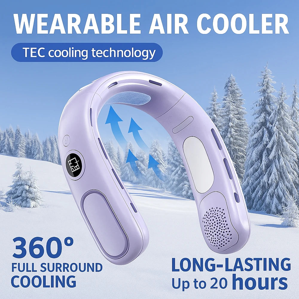 N90 Neck Fan Bladeless Wearable USB Rechargeable With 5-Speed Modes