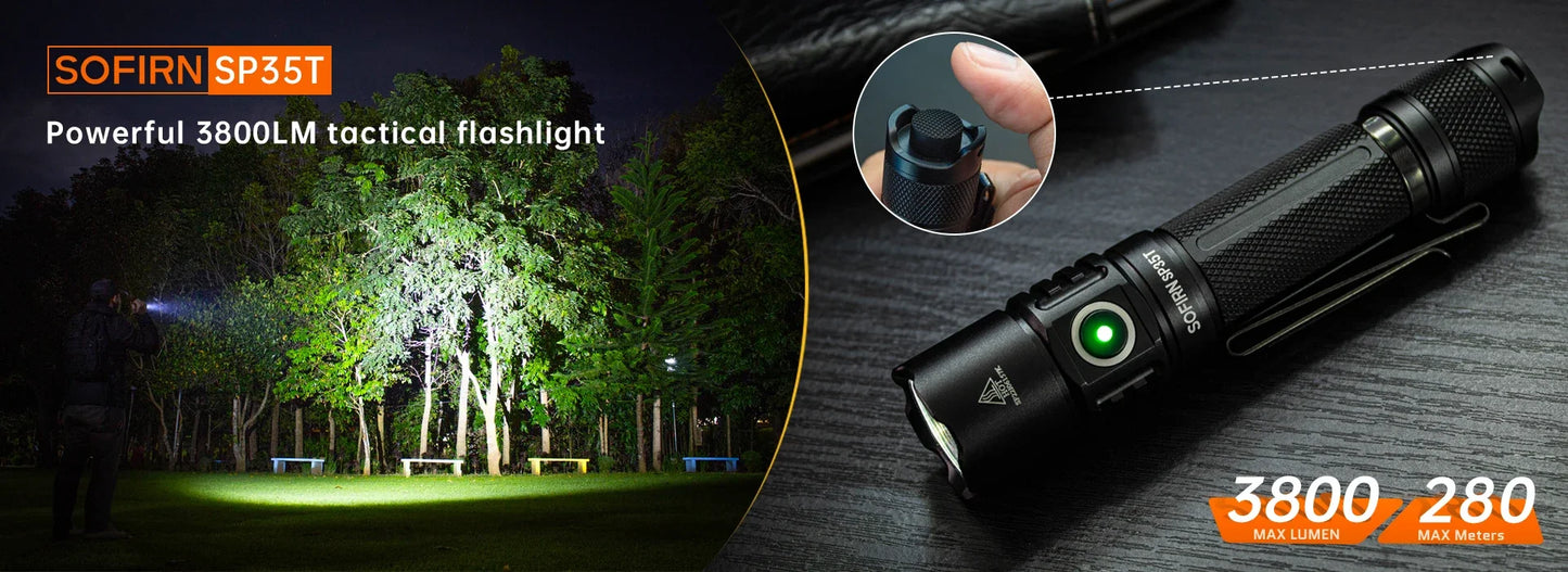 Sofirn SP35T 3800lm Tactical 21700 LED Flashlight USB C Rechargeable