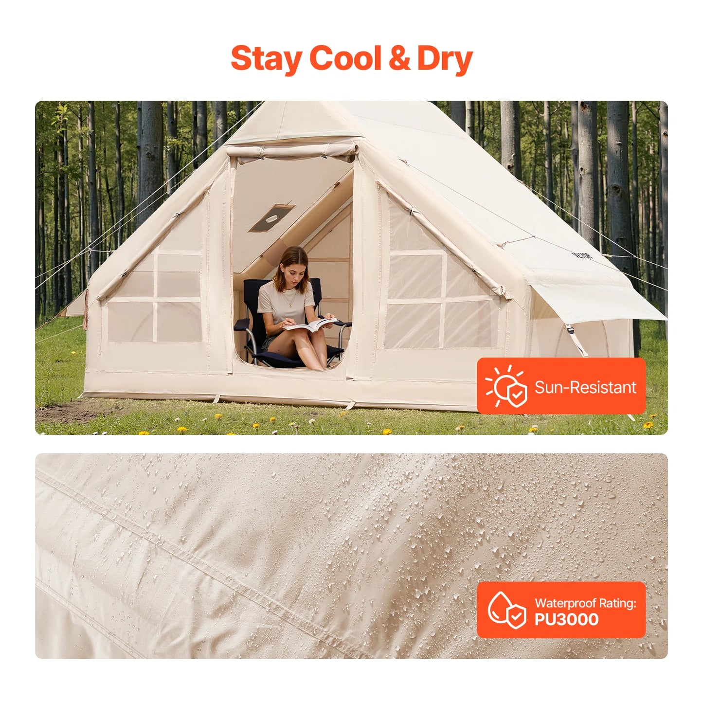 SucceBuy Easy Setup Inflatable Camping Tent Hand Pump Stove Jack