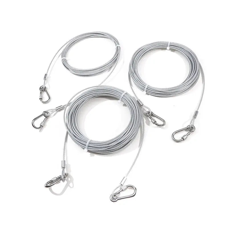 Double Headed Stainless Steel Dog Tie Out Cable Leash With Metal Buckle