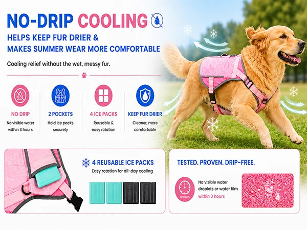 Cooling Vest For Dogs With Replaceable Cooling Packs, Lightweight