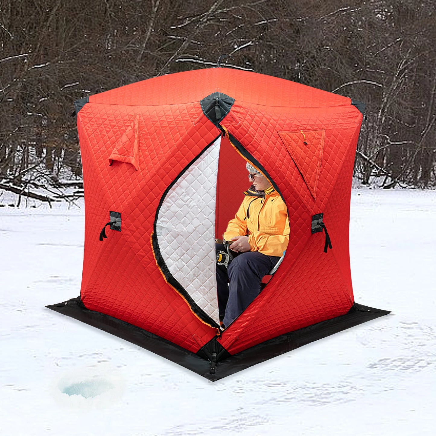 Bymaocar Ice Fishing Tent Outdoor Thermal Shelter Dual Zipper Windproof