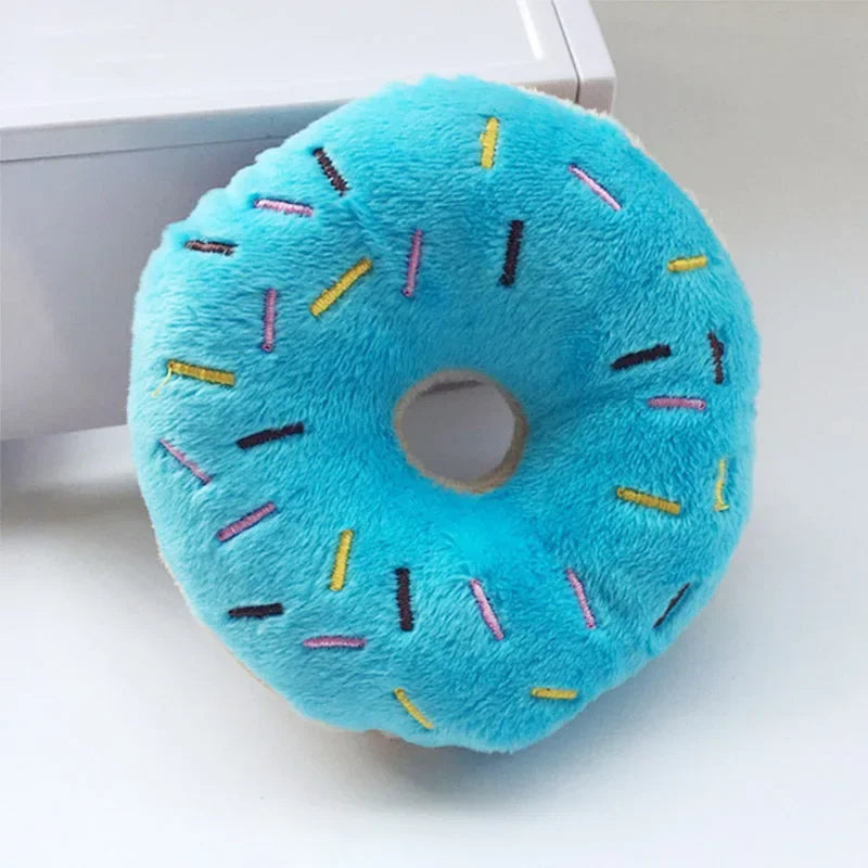 PetMundo Soft Plush Donuts Dog Toy With Squeaker Sound