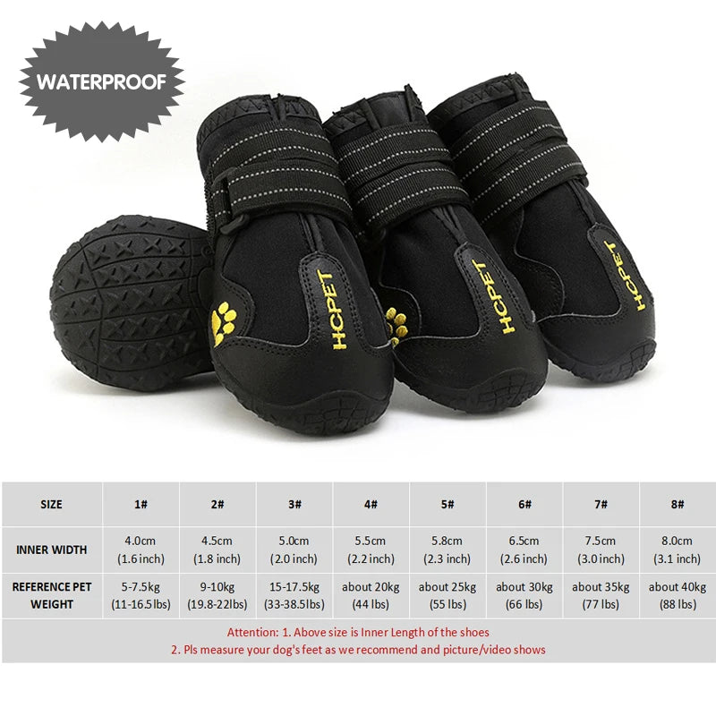 HCPET Waterproof Outdoor Dog Boots Set Durable Breathable