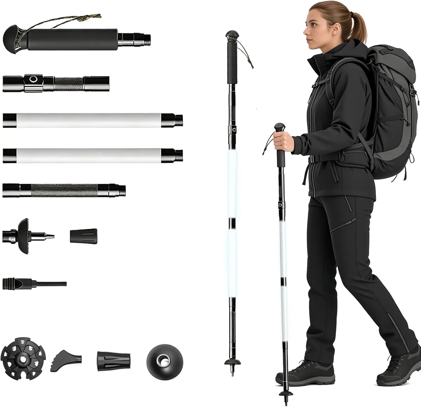 LED Trekking Pole Lightweight Collapsible Walking Stick