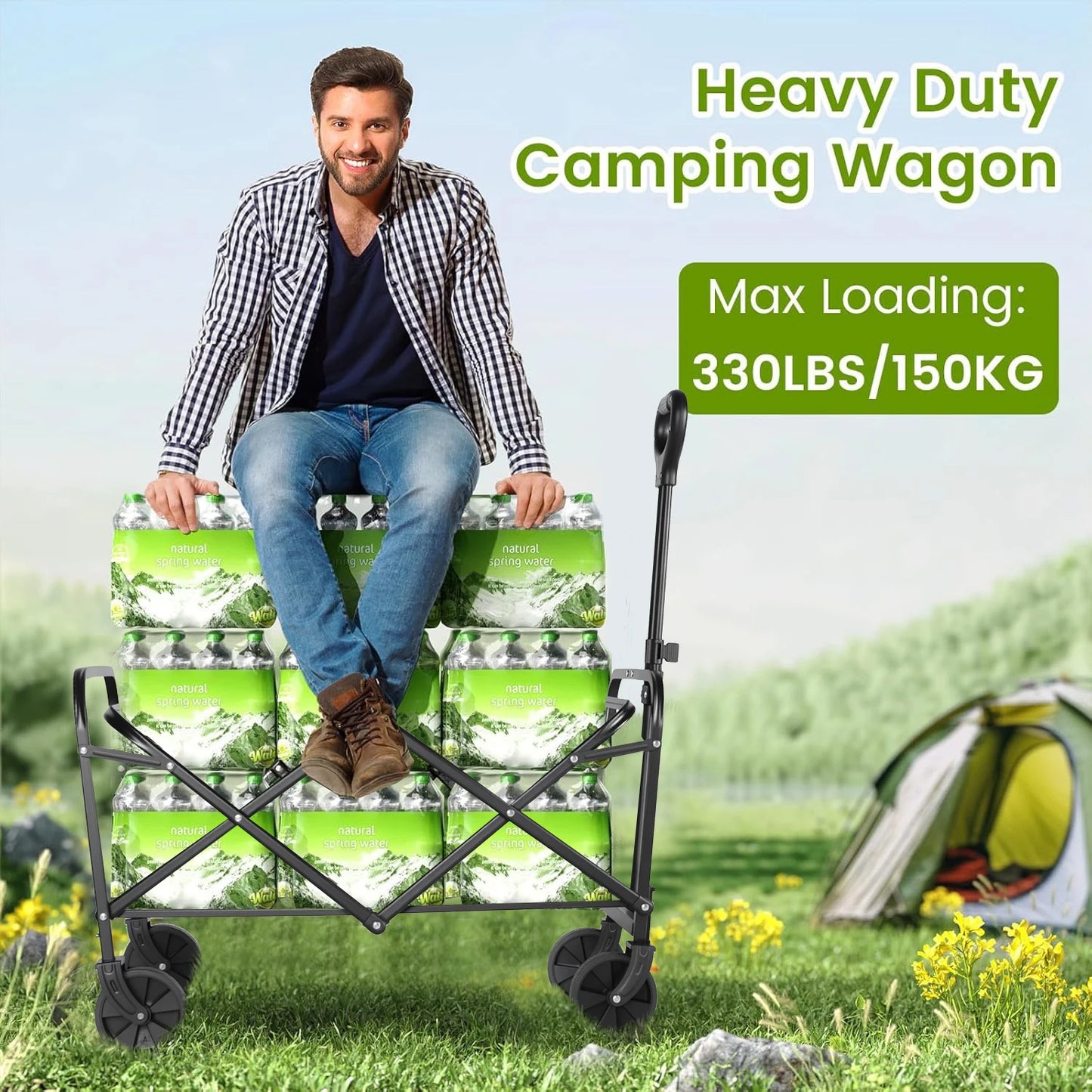 Heavy Duty Foldable Wagon Cart With All Terrain Wheels