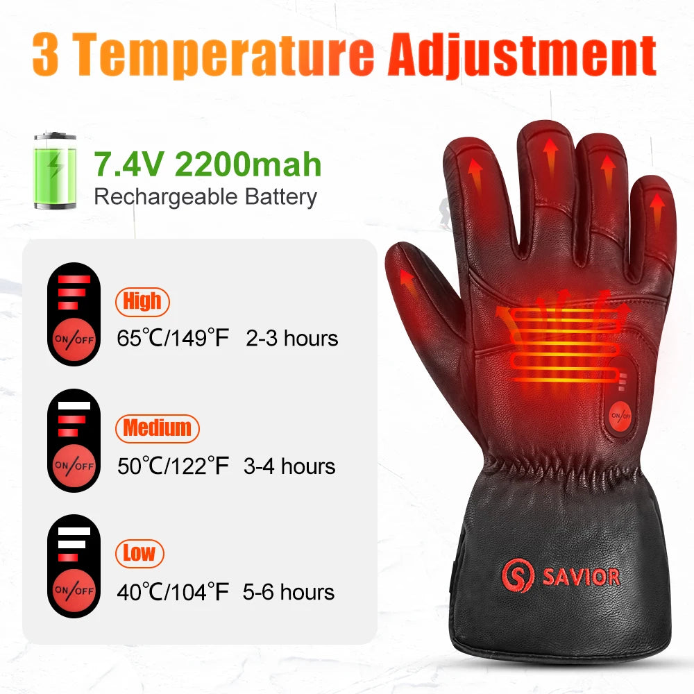 Savior Heat Electric Rechargeable Heated Gloves Outdoor Winter Sports