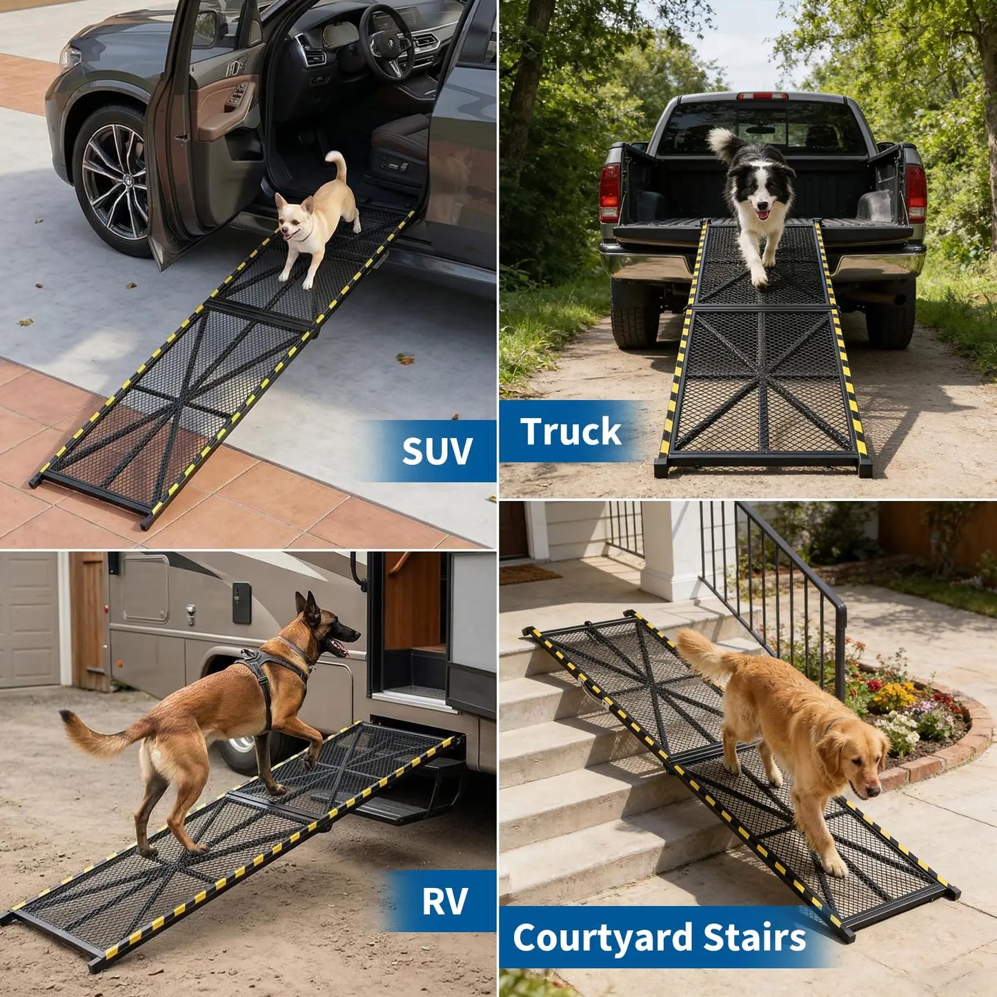 DishyKooker Heavy Duty Folding Steel Dog Ramp For Vehicles