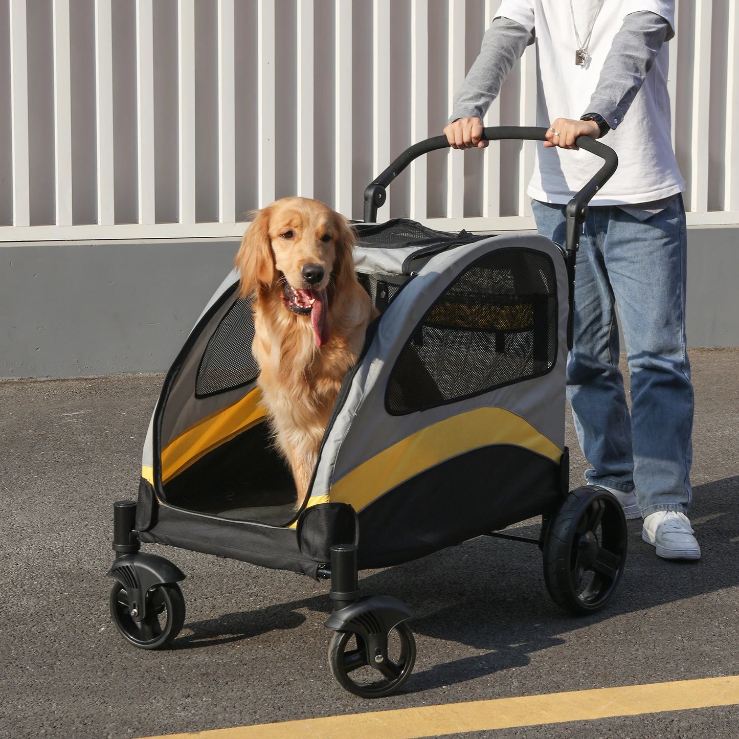 Ultra Large Dog Stroller Four Wheel Jogger Wagon Foldable Carrier