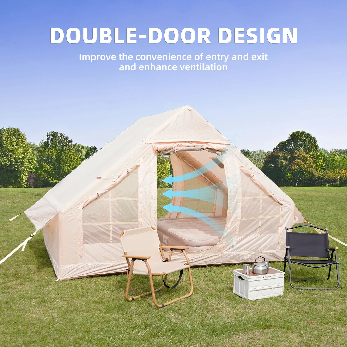 Camping Tent Chimney Window Waterproof Windproof 3 To 4 People