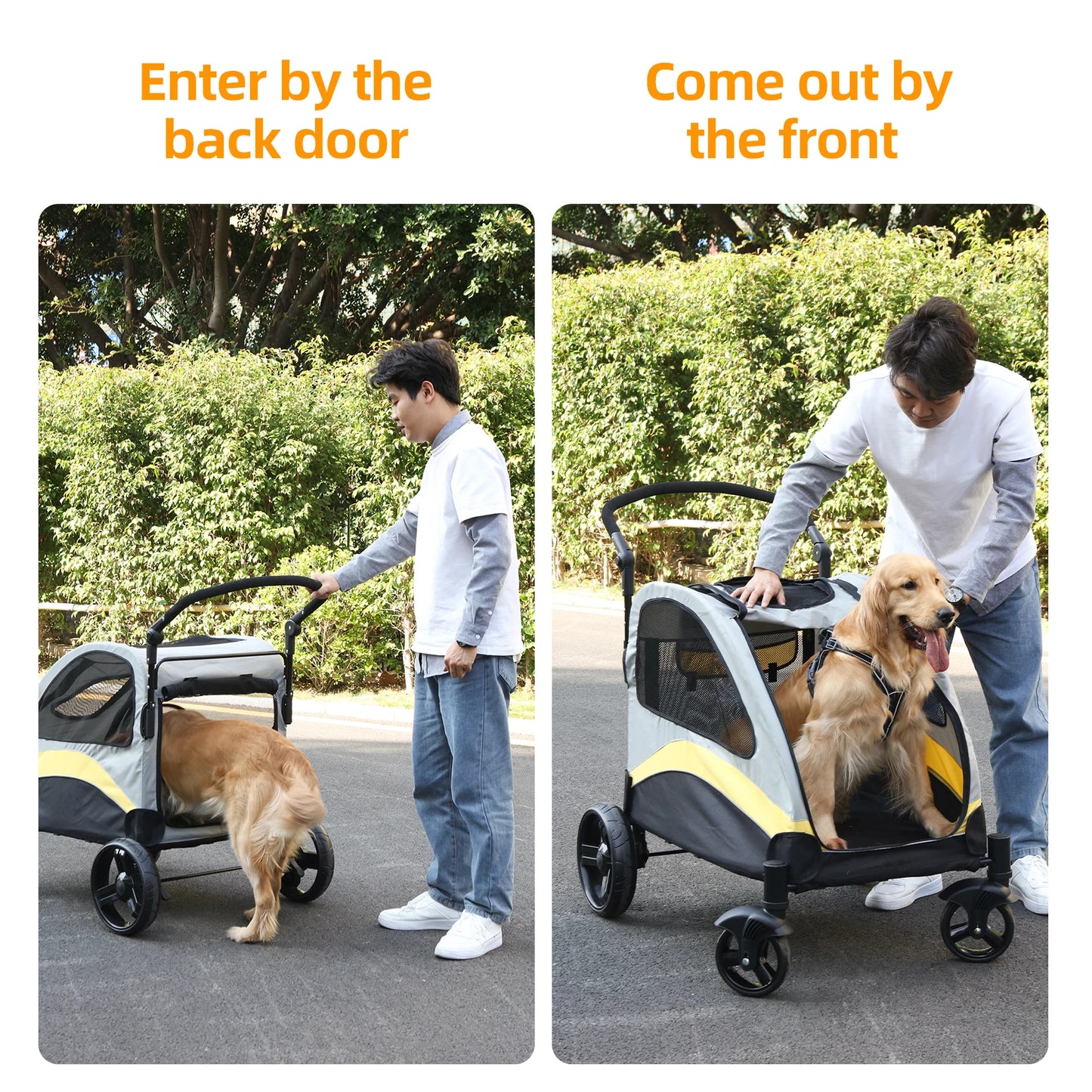 Ultra Large Dog Stroller Four Wheel Jogger Wagon Foldable Carrier