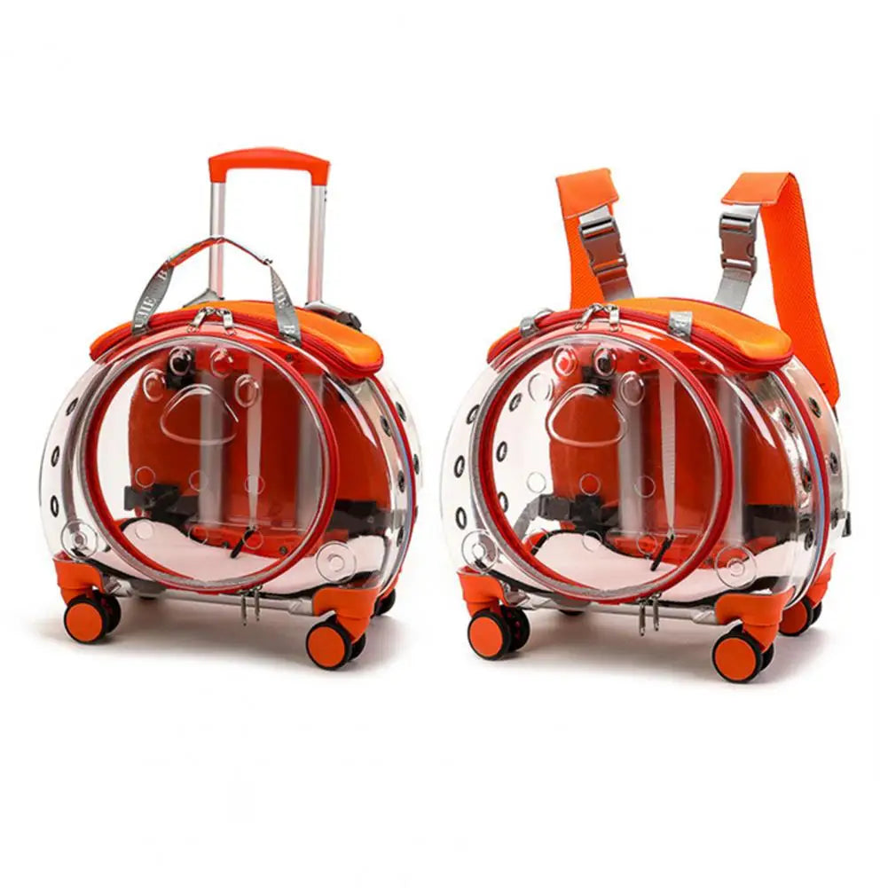 Pet Trolley Backpack With Clear Ventilation Holes And Silent Wheels