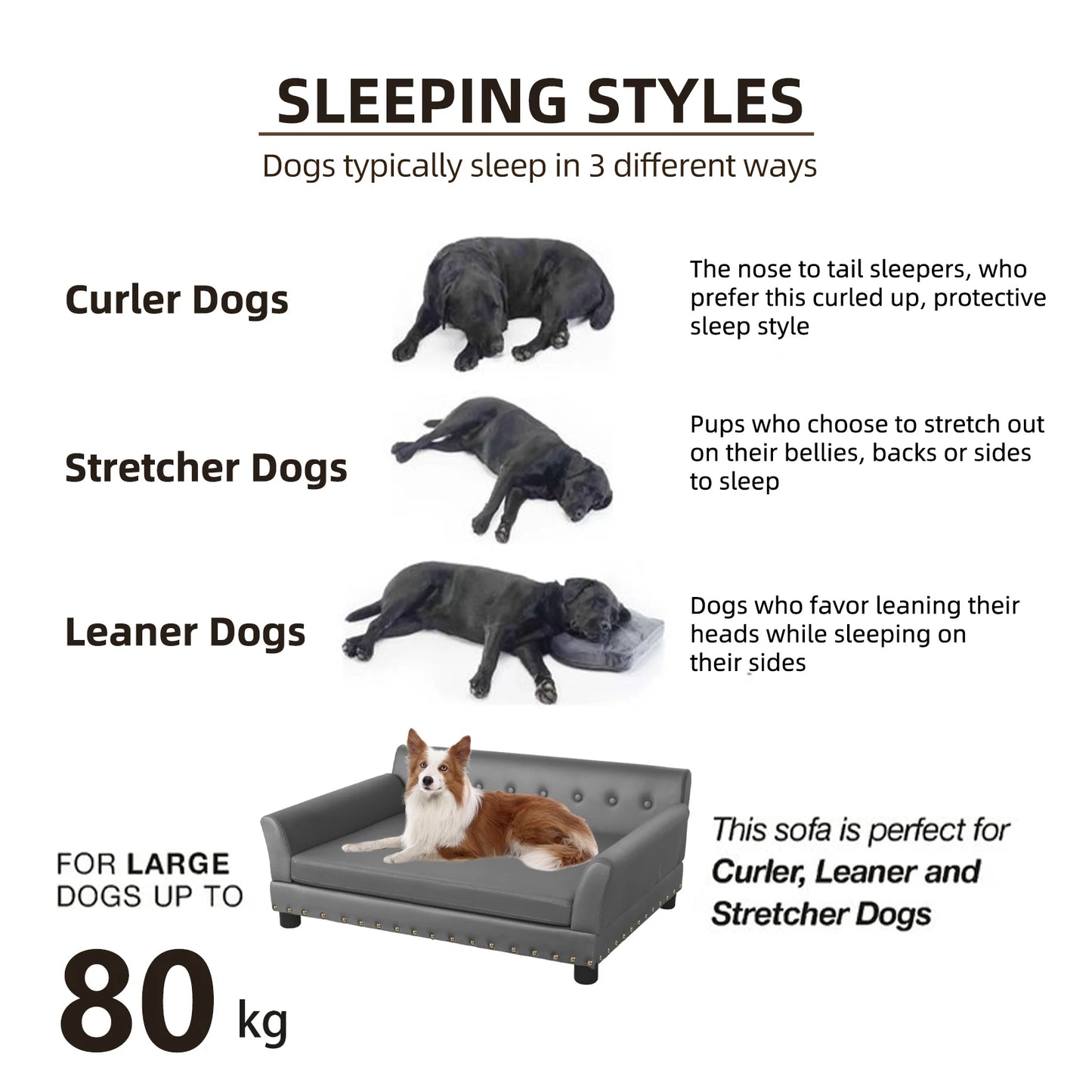 BINGOPAW Elevated Dog Sofa Waterproof Microfiber Leather Removable Cushion