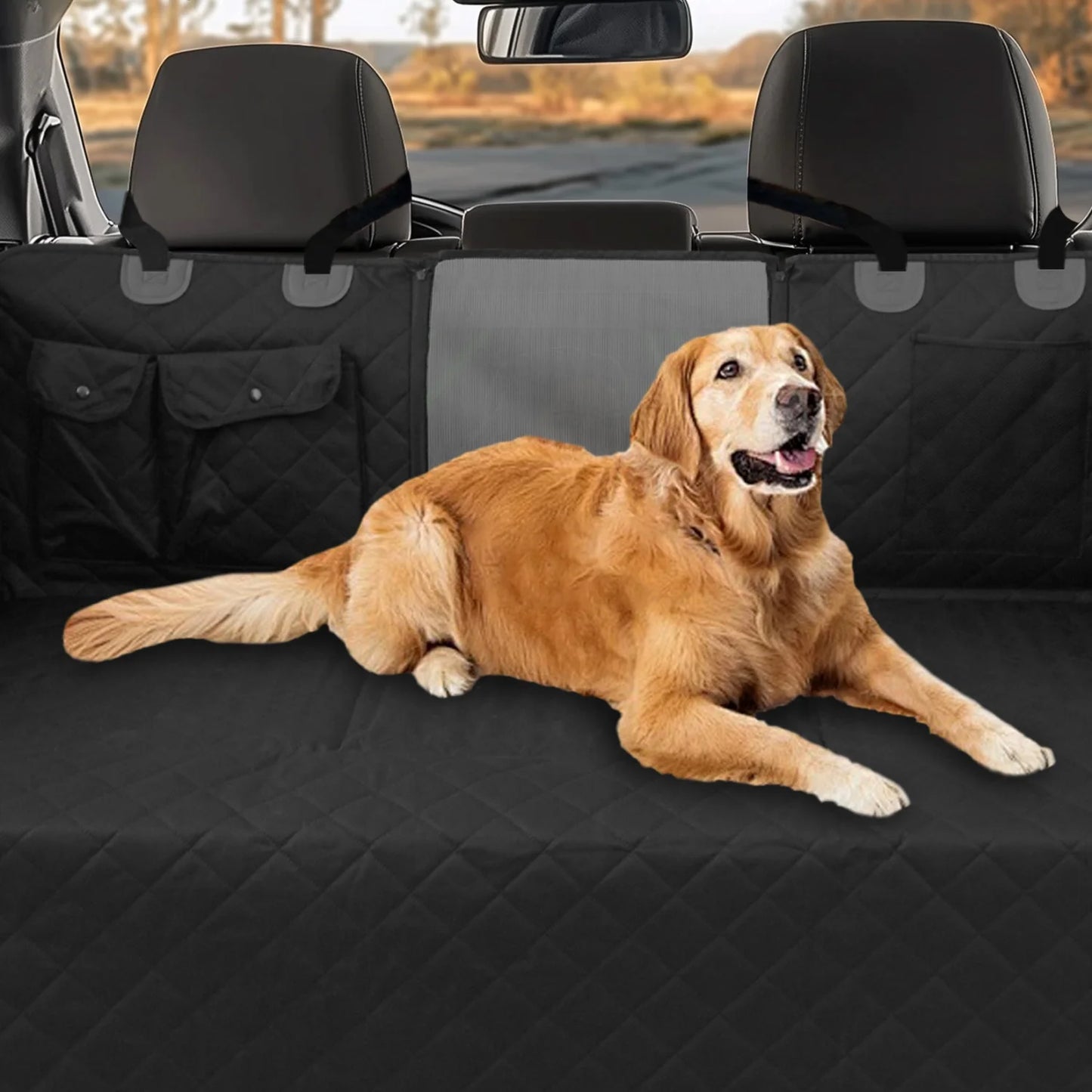 BINGOPAW Dog Car Seat Cover Back Seat Extender Pockets Waterproof