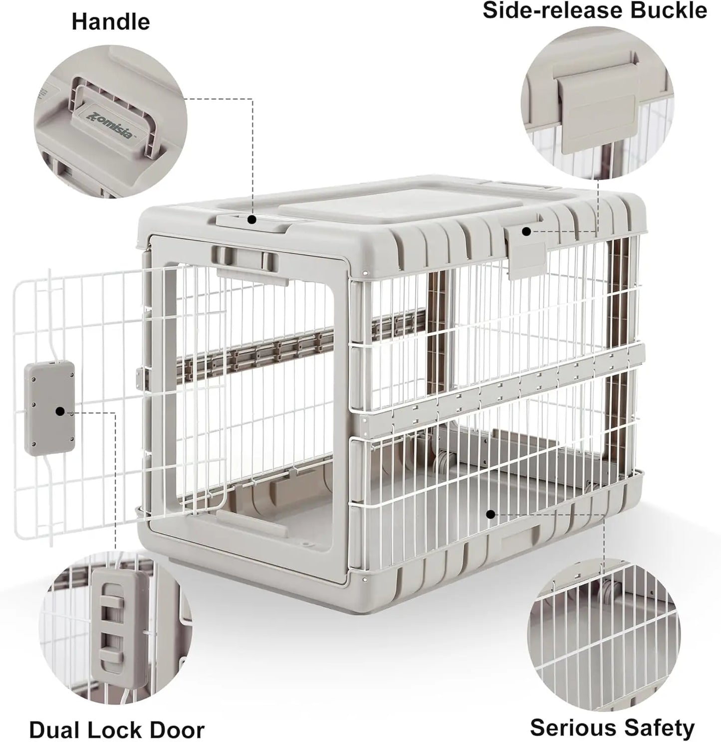 Collapsible Dog Crate Heavy Duty Foldable Kennel With Wheels