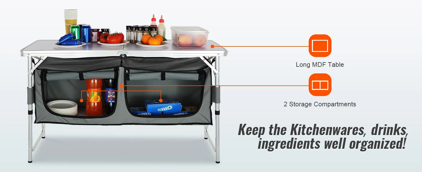 VEVOR Camping Kitchen Table Folding Outdoor Prep Station