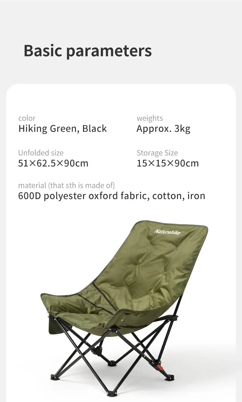 Naturehike High Back Moon Chair Folding Lounge Outdoor Camping Chair