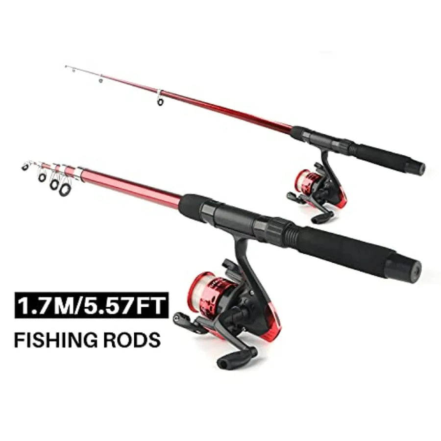 Telescopic Fishing Rod And Reel Combo Two Piece Collapsible Kit
