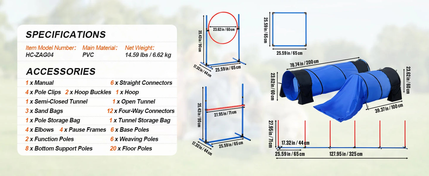 SucceBuy Dog Agility Training Equipment 4 Piece Set Adjustable Hurdles