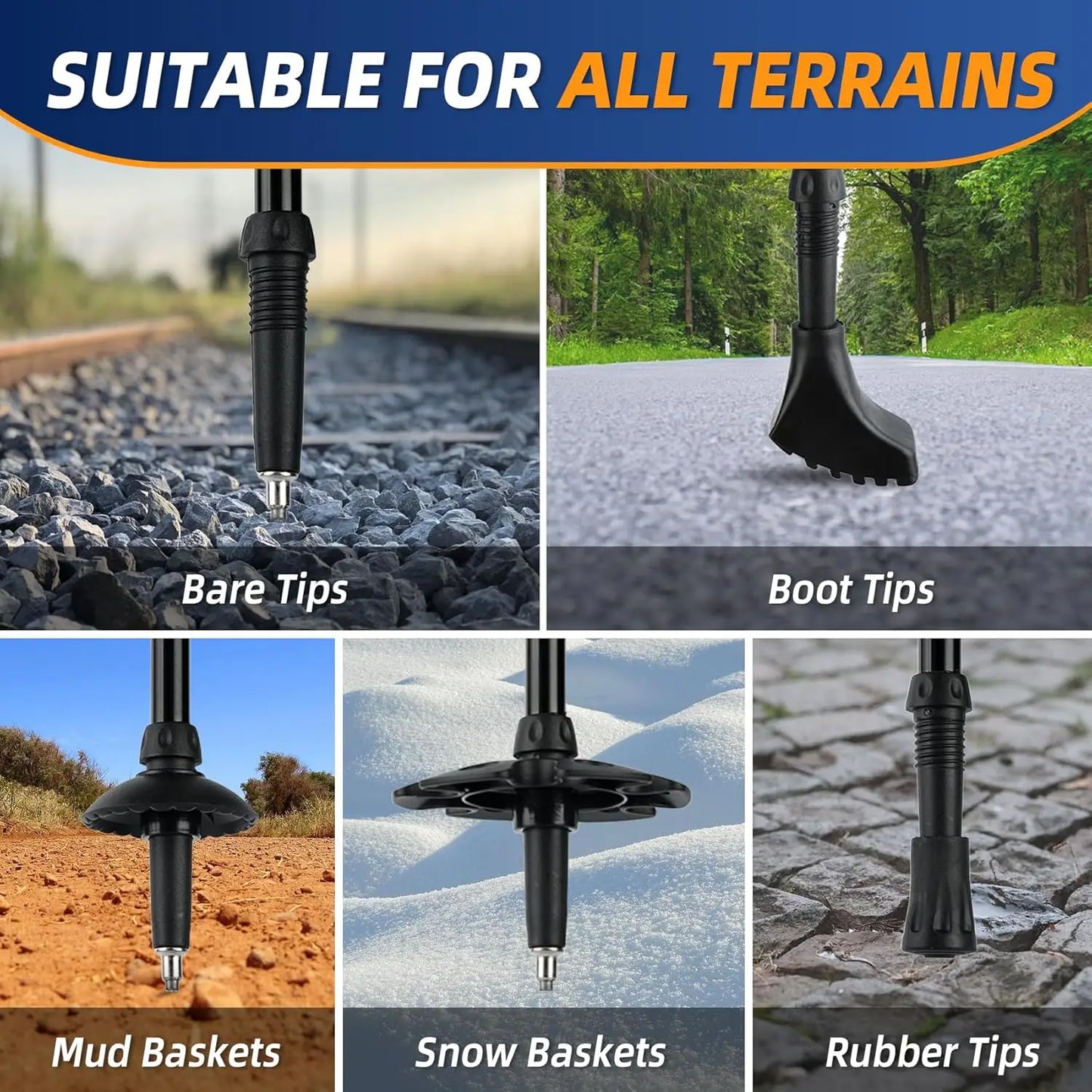 Lightweight Collapsible Trekking Poles 2 Pack Aluminum Hiking Poles