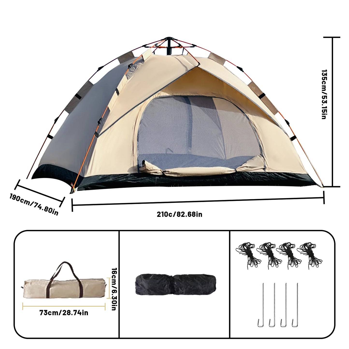 Pakicetus Family Camping Tent Windproof Easy Setup Lightweight