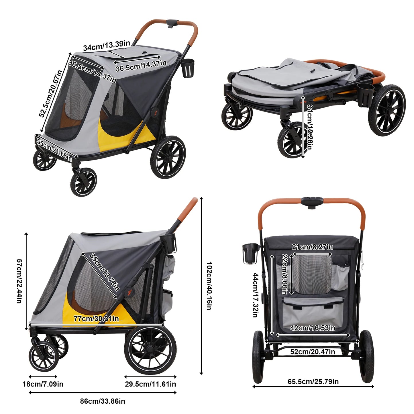Foldable Pet Stroller for Dogs and Cats Travel in Comfort