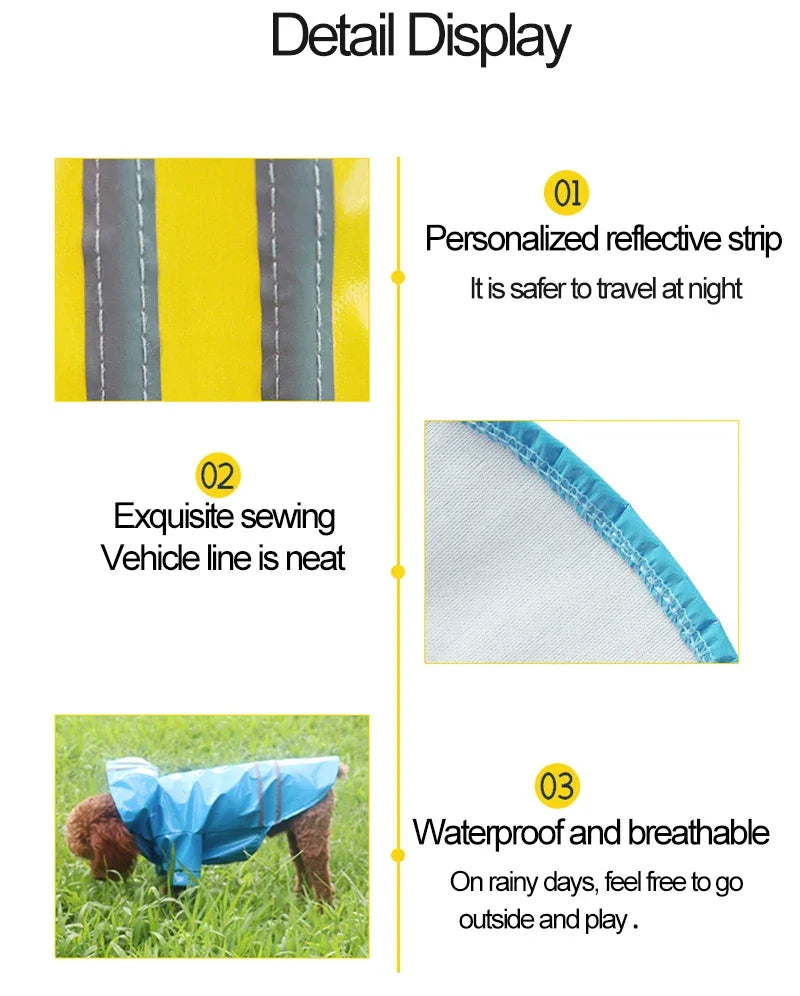 Waterproof PU Dog Raincoat With Hood For Pets