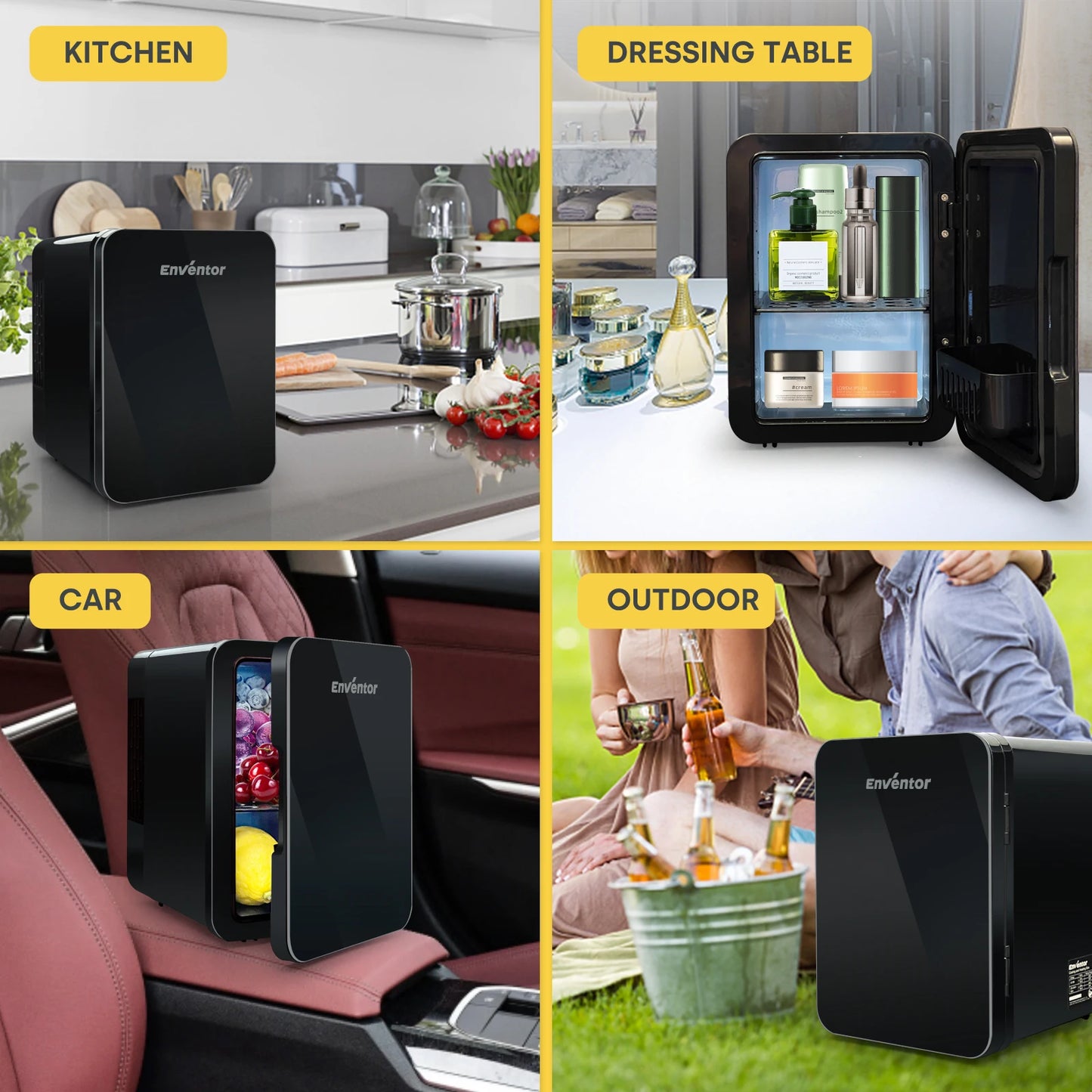 Enventor 4L Mini Car Fridge Skincare Cooler Warmer