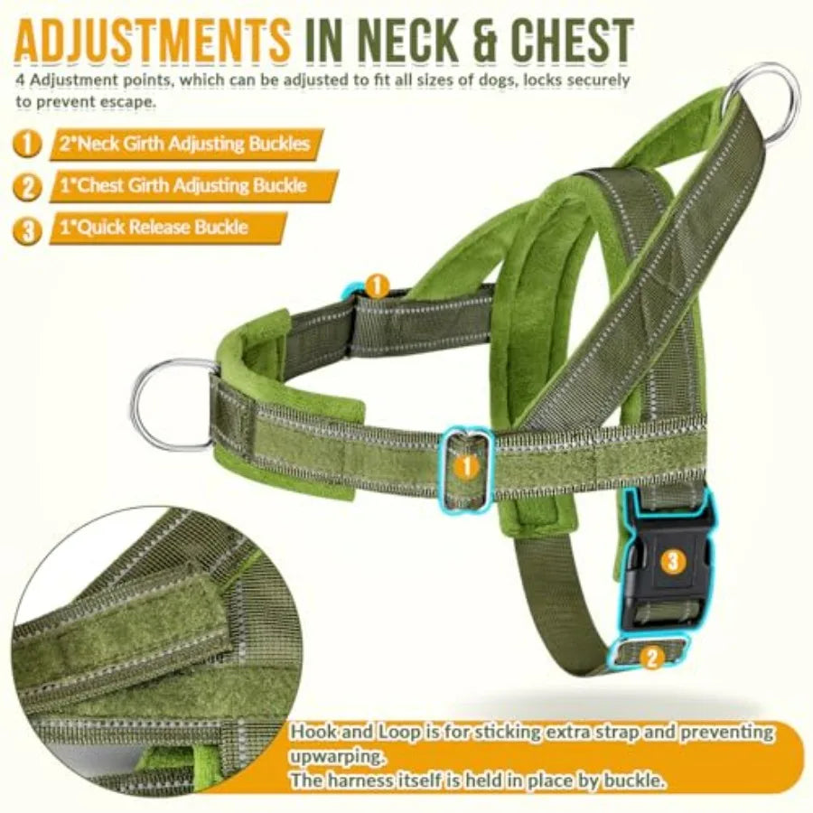 No Pull Dog Harness And Leash Set With Adjustable Soft Padded Vest Front Clip