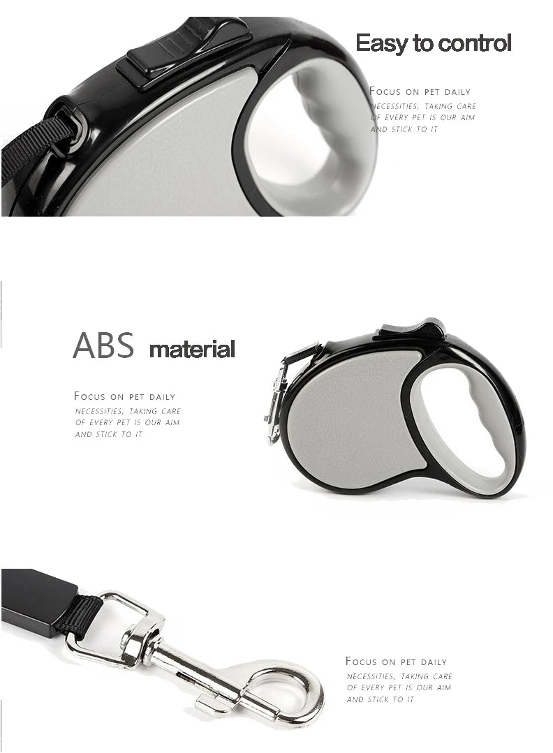 Retractable Nylon Dog Leash With Reflective Feature