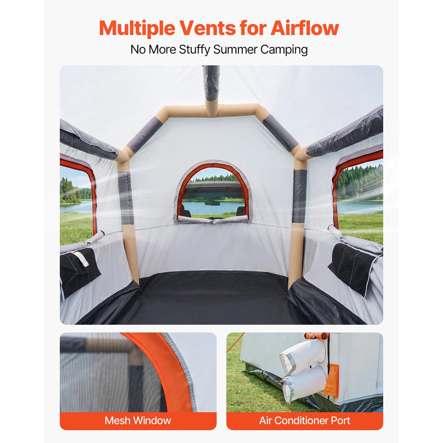 SucceBuy Inflatable Truck Bed Tent Three Season Ventilated Mesh Windows Hiking