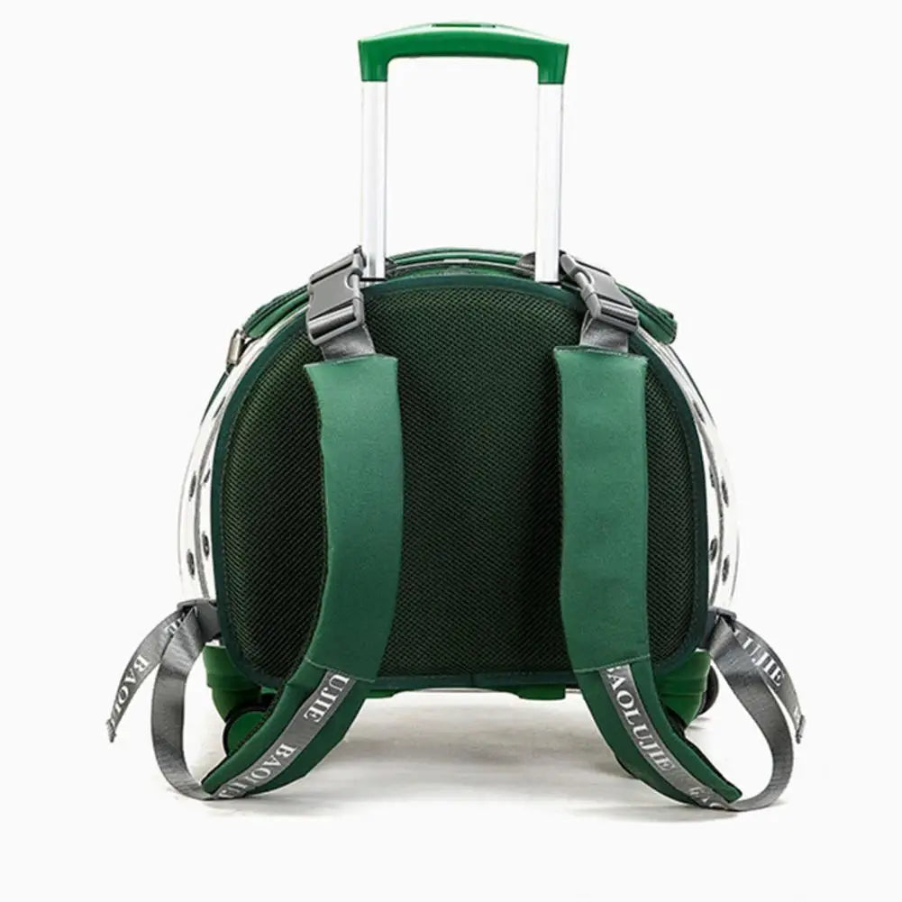 Pet Trolley Backpack With Clear Ventilation Holes And Silent Wheels