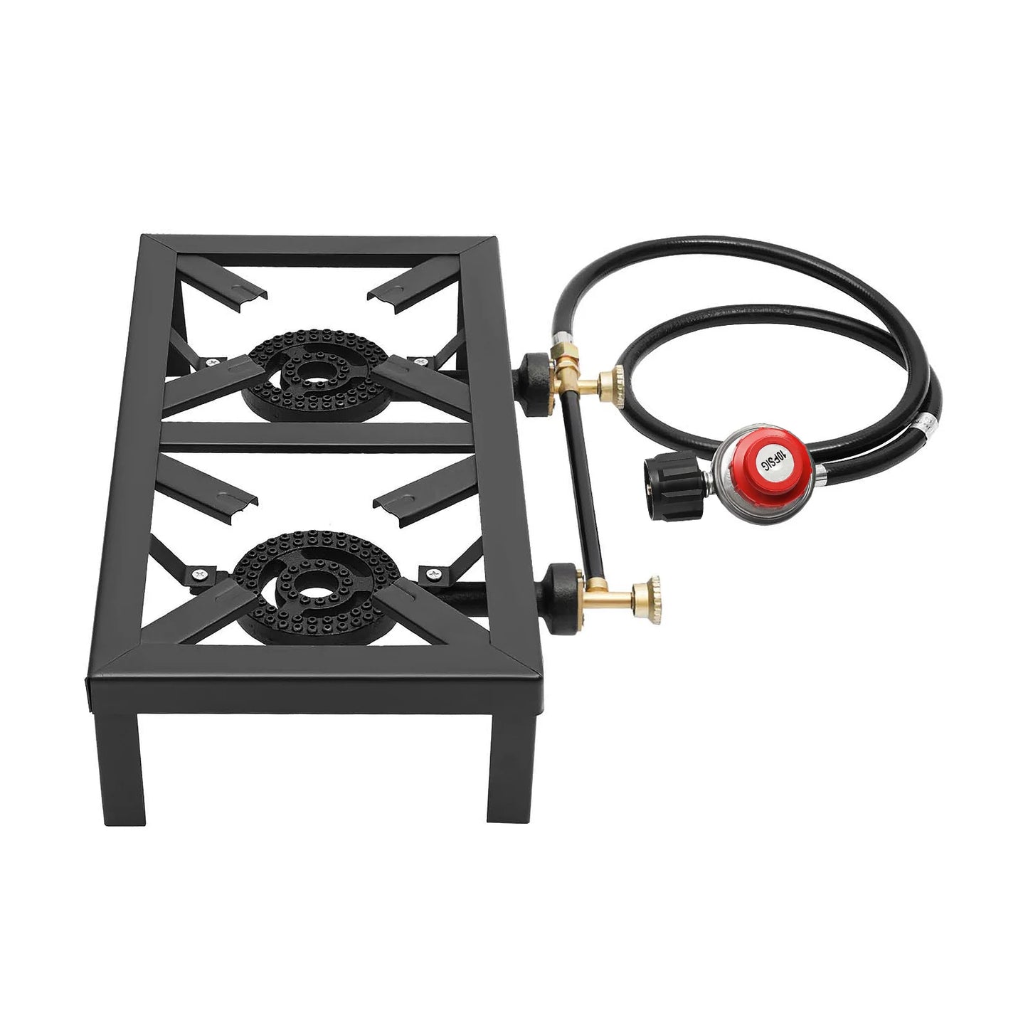 Portable Double Burner Gas Stove With 0-10 PSI Regulator
