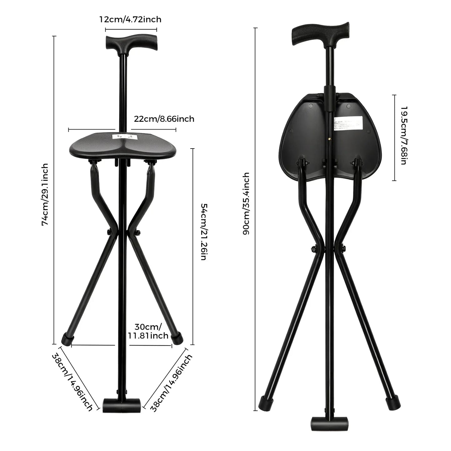 Folding Cane With Seat Aluminum Alloy Walking Stick