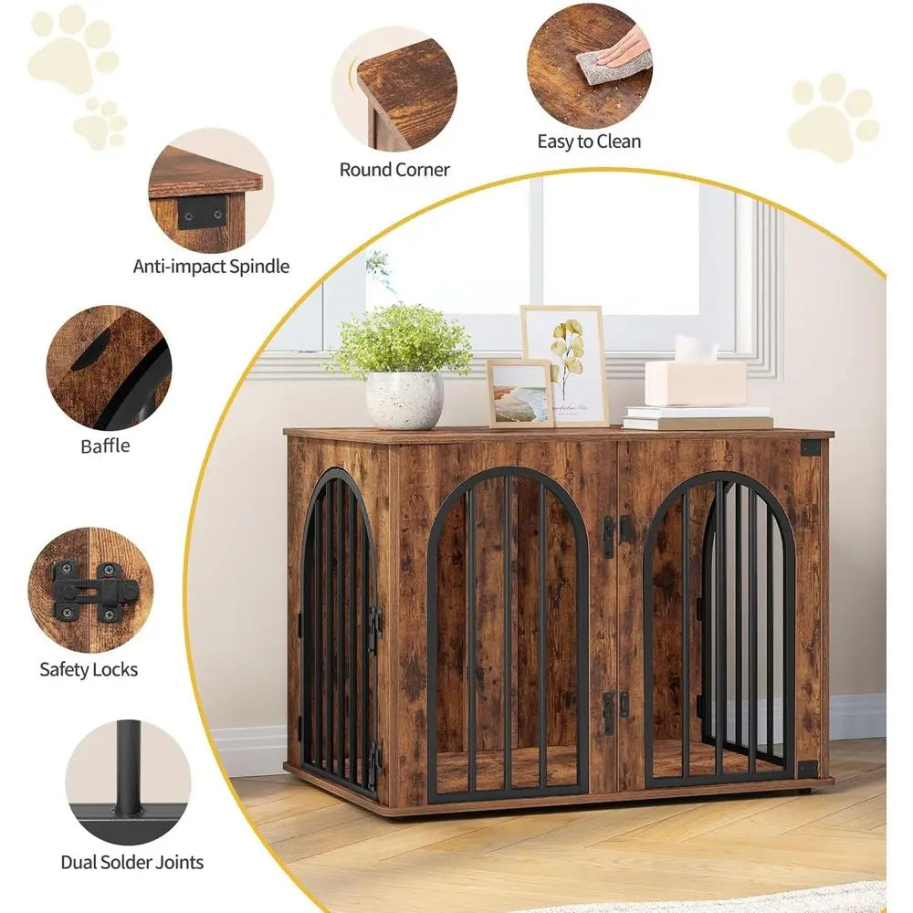 Wooden Dog Crate Indoor Kennel With Side Table Heavy Duty