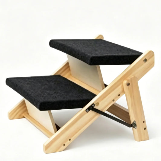 Wooden Portable Foldable Pet Stairs Ramp For Beds And Cars