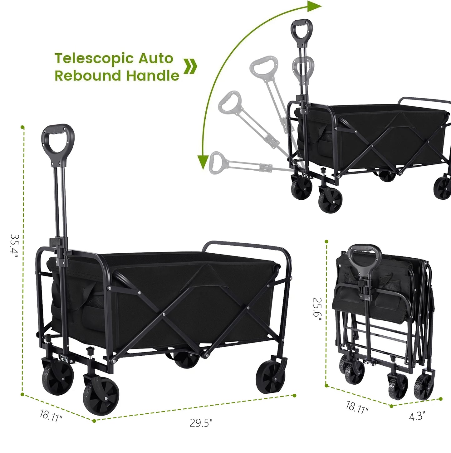 Heavy Duty Foldable Wagon Cart With All Terrain Wheels