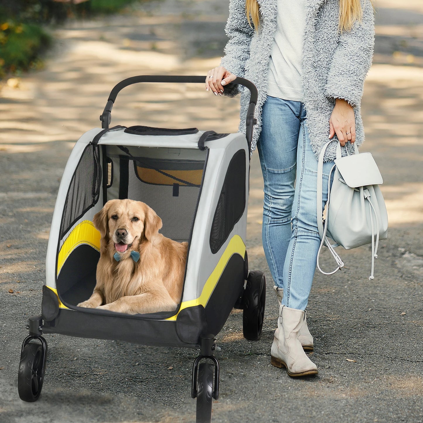 Portable Four Wheel Dog Stroller Foldable For Outdoor Travel