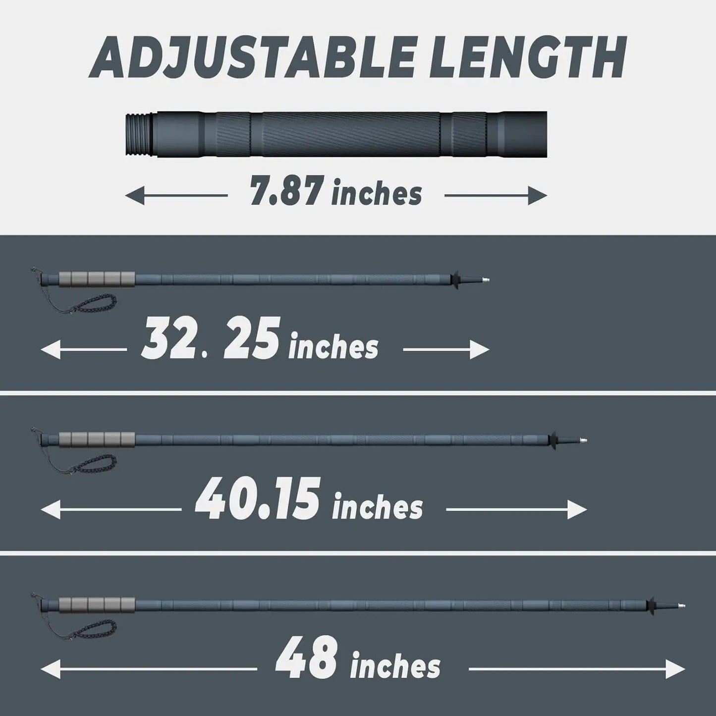 Modular Tactical Hiking Stick With Compass Whistle And Tungsten Tip