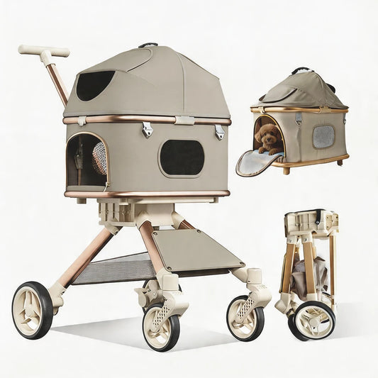Pet Stroller 2-In-1 Convertible One-Click Folding for Dogs and Cats